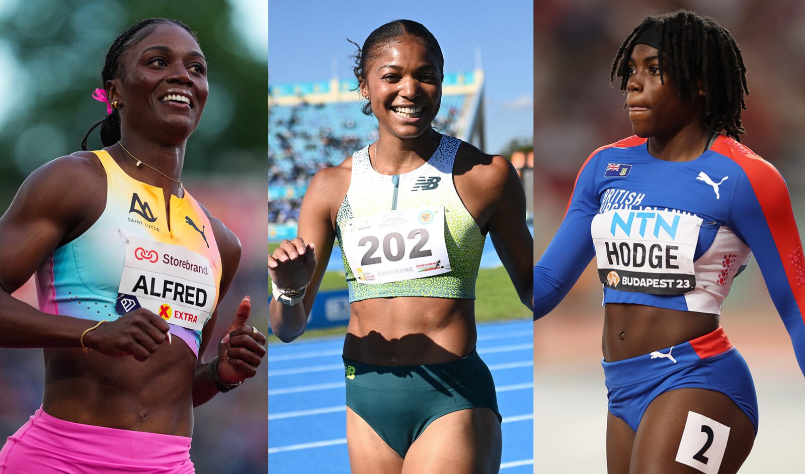 Julien Alfred x Gabby Thomas x Adaejah Hodge nos 200m em Mônaco